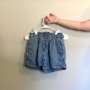 AMERICAN EAGLE Size 2 Fabric Button-Up High Waisted Paperbag Shorts w/ Pockets